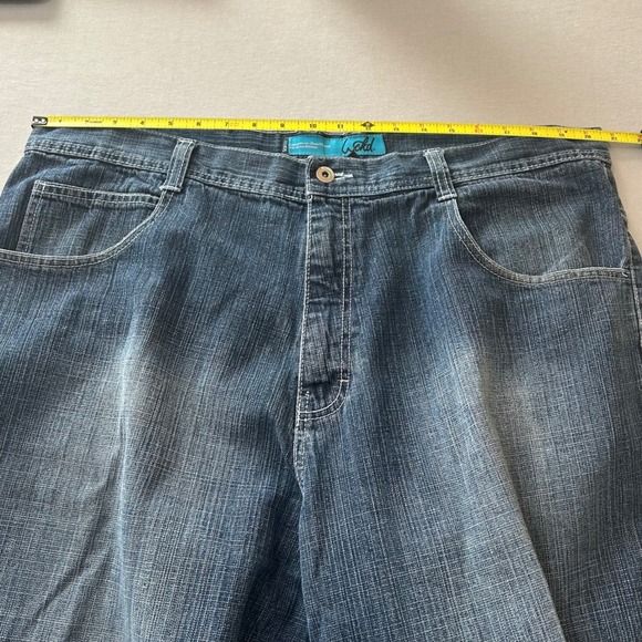 WCKD BRAND Mens Y2K Long Denim Shorts Size 40 Blue Wash Classic Fit Plaid Accent - Picture 11 of 15